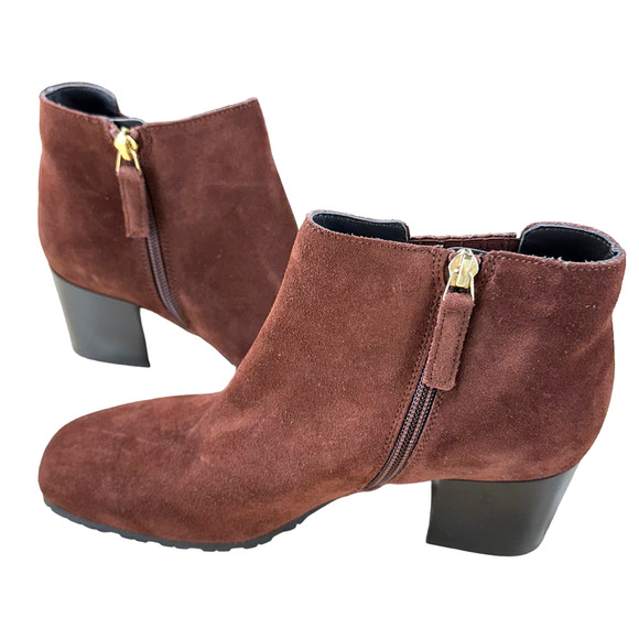 Aquatalia Ankle Mid (2-2.9 in) Heel Height Boots for Women  Aquatalia NWOB Ginger Suede Leather Ankle Bootie Block Heel Size Zip Size 9